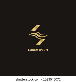 Simple Logo S. Modern Gold Design. Vector Illustration