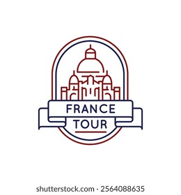 Simple Logo with Sacre-Coeur Basilica France tour icon. Simple Logo with Sacre-Coeur Basilica icon for social media, app, and web design. Vector illustration. Vector illustration