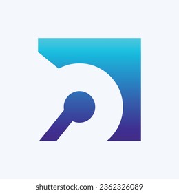 Logotipo simple de protección segura con sistema de tecnología avanzada, logotipo lineal de tecnología con bloqueo de seguridad Vector Premium