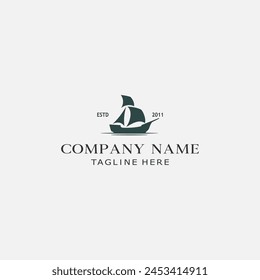 simple logo sailing ship white background