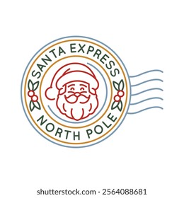 Simple Logo with Santa Express North Pole icon. Simple Logo with happy holiday icon for social media, app, and web design. Vector illustration