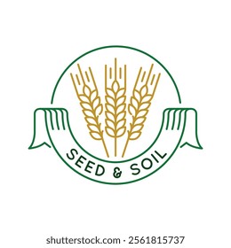 Simple Logo with Seed and soil icon. Simple Logo with a farmhouse with a seed. Perfect for use in websites, mobile apps, and environmental design. Vector illustration.