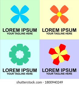 simple logo set colorful. flower and polygon logo.