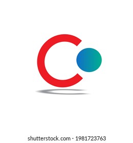 Simple logo in the shape of alphabet C and O in red and turquoise