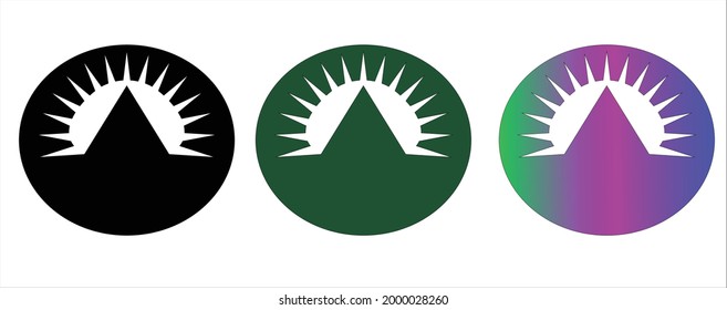 a simple logo in the shape of an ellipse in which there is a bright triangle, flat logo, abstract logo,  logo with three color choices