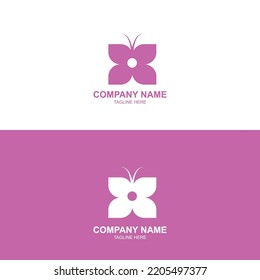 Simple Logo shaped flower combination butterfly color pink