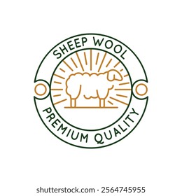 Simple Logo with Sheep Wool premium quality icon. Simple Logo with a sheep, symbolizing wool production and pastoral farming. Ideal for agricultural and natural product branding. Vector illustration