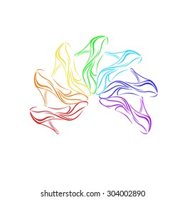 simple logo of shoes of all colors n light background