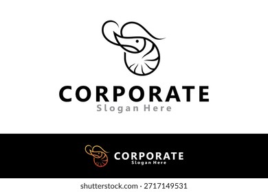 einfaches Logo Garnelen Design Vektor mit Linie Stil in schwarzer Farbe