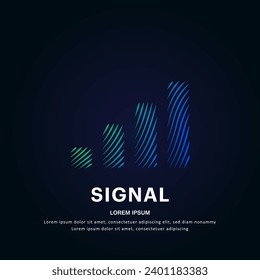 simple logo signal icon Illustration in a linear style. Abstract line art Status bar Logotype concept icon. Vector logo signal color silhouette on a dark background. EPS 10