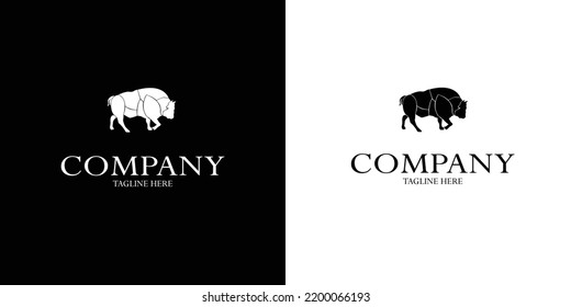 simple logo of the silhouette of a stocky and fat bull on the side