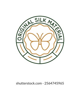 Simple Logo with Silk original material icon. Simple Logo with a butterfly, associated with silk due to its delicate nature and the silk-producing silkworm. Perfect for design. Vector illustration