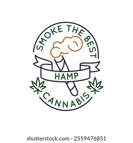 Simple Logo with Smoke Hamp icon. Simple logo with cannabis hamp icon for social media, app, and web design. Vector illustration.