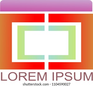 simple logo with square based, like bulding and three colors