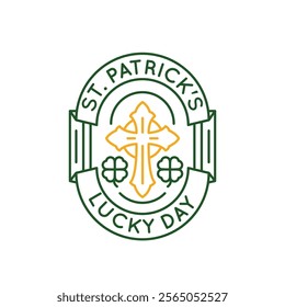 Simple Logo with St Patricks lucky day icon. Simple Logo with irish cross icon for social media, app, and web design. Vector illustration