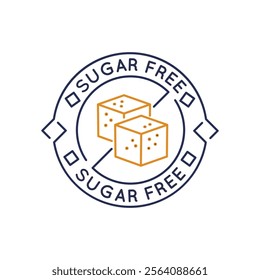 Simple Logo with Sugar-free logo icon. Simple Logo with crossed-out sugar cubes. Ideal for branding sugar-free products, health-conscious food, and dietary certifications. Vector illustration