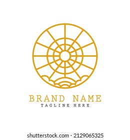 Sencillo sol con logo. Concepto de esquema con fondo blanco. Diseño de plantillas de ilustración de vector