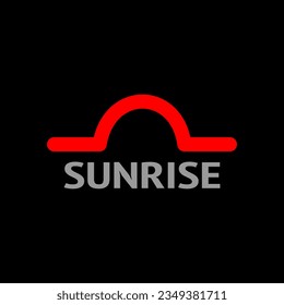 Simple logo for sunrise on isolated black background