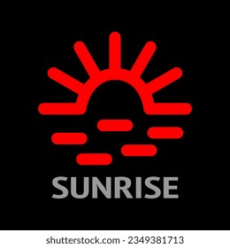 Simple logo for sunrise on isolated black background