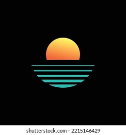 Simple logo sunset on the sea