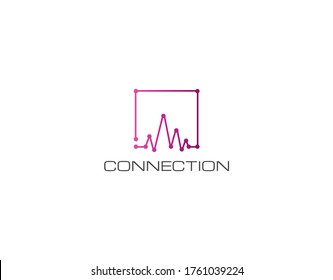 Logotipo simple de tecnología con concepto moderno. Diseño con un vector de imágenes de conexión único y encantador aislado en fondo blanco. Este logotipo es ideal para los negocios tecnológicos. Ilustración vectorial.