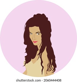 simple logo template long hair woman