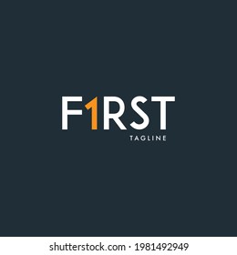 Simple plantilla de logotipo con número uno.