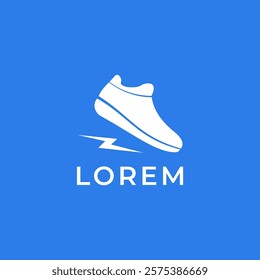 simple logo template sport shoes and lightning fast icon