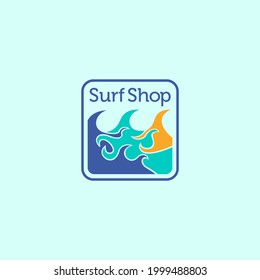 Simple plantilla de logotipo para tienda de surf.