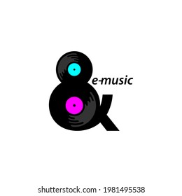 Simple logo template with vinyl records.