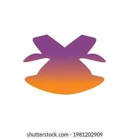 a simple logo that combines purple and yellow colors