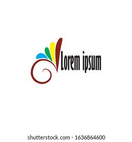 
a simple logo with a theme of red yellow and blue isolated leaves with white background for brands and companies