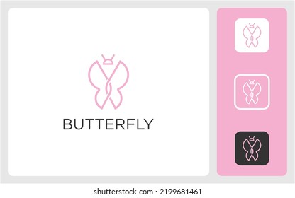 simple logo thin line butterfly