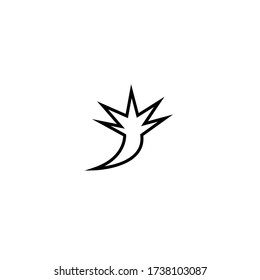 Logotipo simple hoja de espina vector negro
