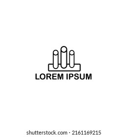 simple logo with three chimneys plugged in, logo for industry