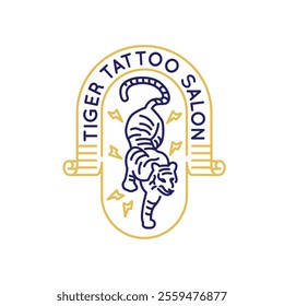 Simple Logo with Tiger tattoo icon. Simple logo with tiger icon for social media, app, and web design. Vector illustration.