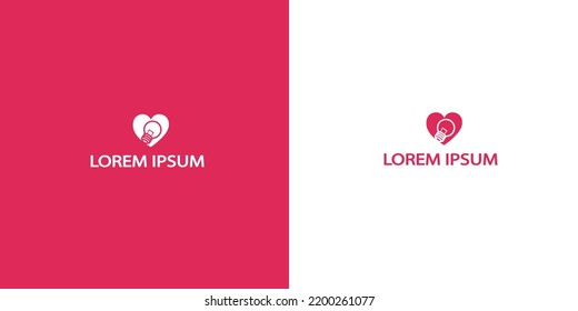 simple logo tilted light bulb and love into healthy energy