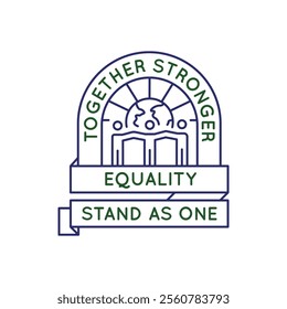 Simple Logo with Together stronger icon. Simple Logo with equality stand as one. Perfect for projects related to global perspectives, and vision-related concepts. Vector illustration.