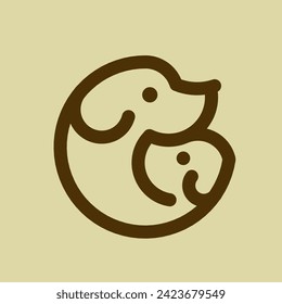 logotipo simple de dos perros madre e hijo