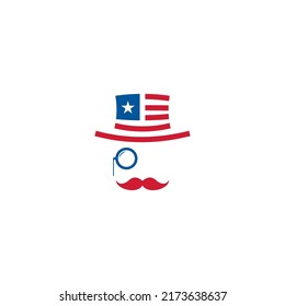 simple logo US flag with American silhouette concept vector