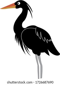Simple logo vector black heron on a white background
