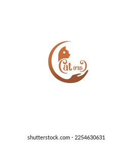 Simple Logo Vector Cat Care Color Cream