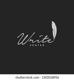 Simple logo vector concept with traditional writing using feather pencil