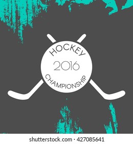 Simple logo in vector. Creative monochrome badge. Hockey club, championship, sport elements. Perfect for banners, stickers.