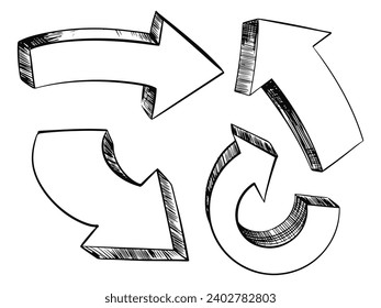 Imagen simple del diseño vectorial del logotipo. Dibujo de flecha de doodle hecho a mano deslizar el signo de símbolo aislado en fondo blanco. Filas iconos vectoriales dibujados a mano conjunto editable.