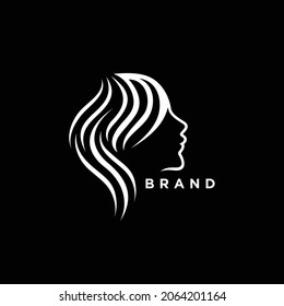 Simple logo vector girl head and hair for brand