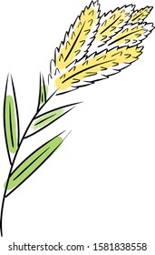 Simple Logo Vector Illustration of a Grain Ear of Wheat or Corn Stalk