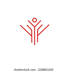 Simple logo vector with red lines and transparent background