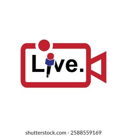 Simple logo vector streaming with a combination of camera icons with red and black microphone.