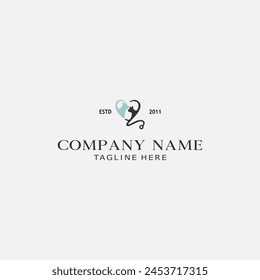 simple logo of veterinary clinic love shape white background